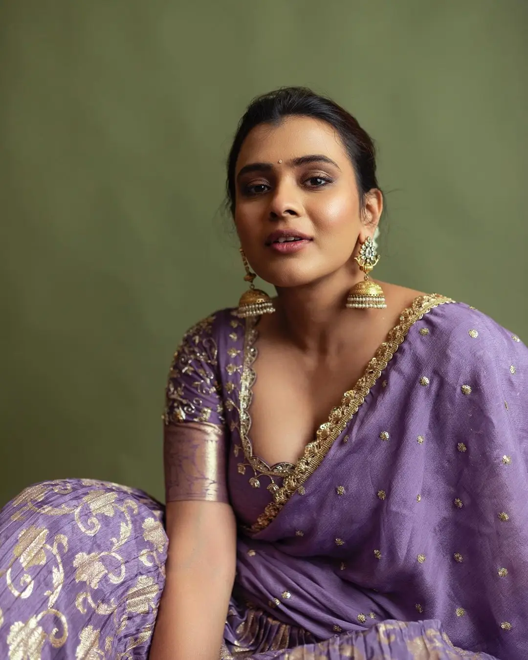 South Indian Actress Hebah Patel Stills in Violet Color Gown
